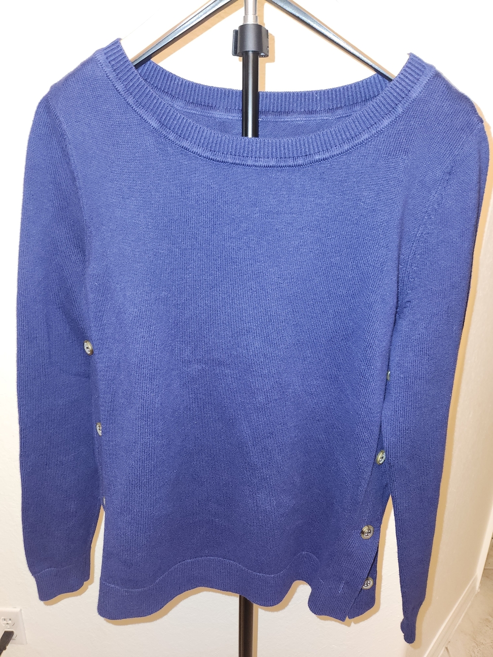Southern Tide Jessa Navy Cotton Cashmere Side Button Sweater Women's S